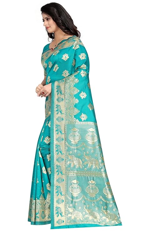 C J Enterprise Women’s Pure Kanjivaram Soft Silk Saree With Blouse Piece for Wedding (Pari9016) 