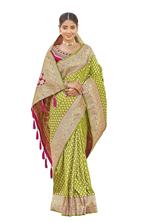 MANOHARI adorable woven pattern Banarasi Silk saree for women with Blouse Piece