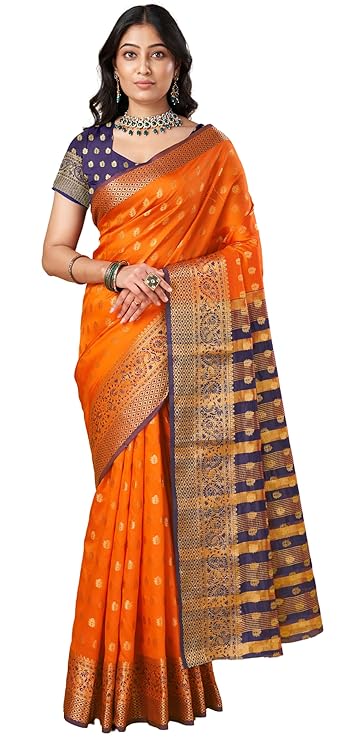 Sugathari Women's Banarasi Saree Pure Kanjivaram Silk Saree Soft new ladies 2023 Design Wear Pattu Sarees Latest Party Sari collections With Blouse Piece for Wedding sadi